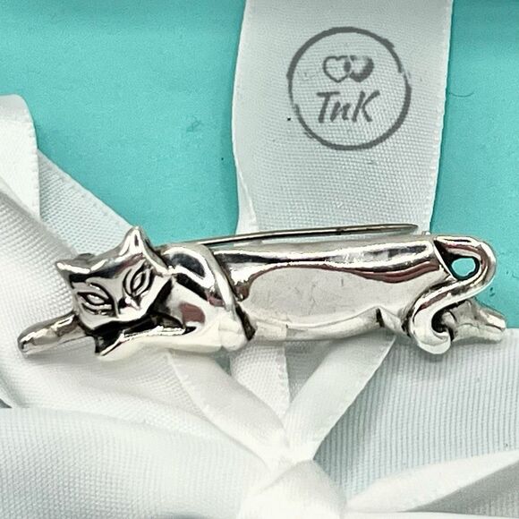 Tiffany & Co. Sterling Silver Cat Brooch Pin - 925 Silver - Picture 3 of 16